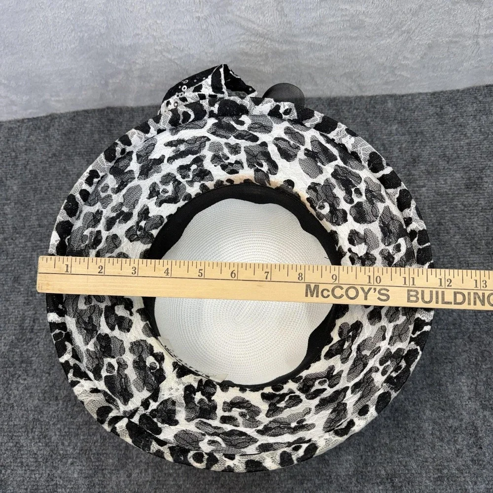 NIGHT STUDIO Hat Cloche Womens Church Kentucky Derby Black Animal‎ Print Sequin